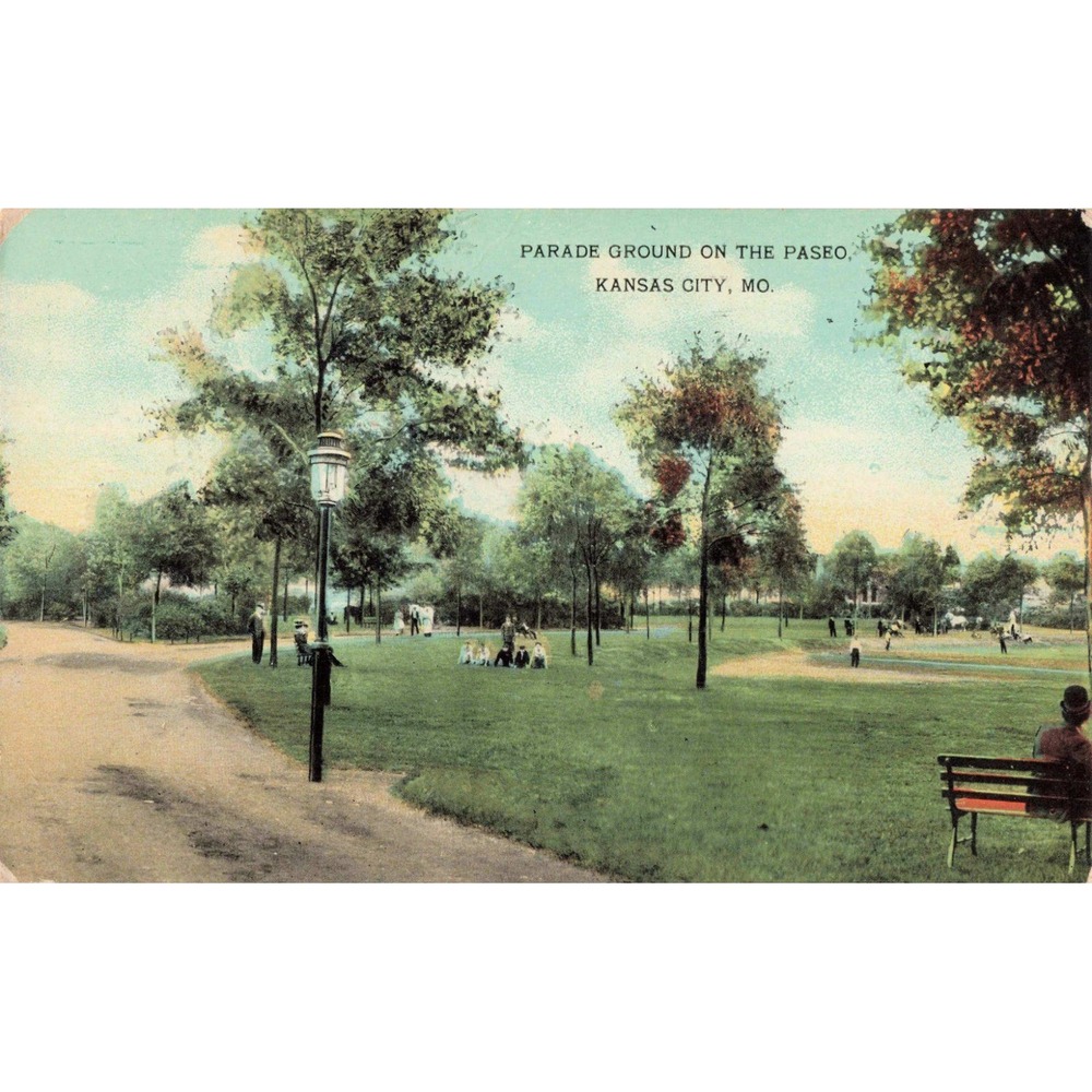 Vintage 1911 Parade Ground on The Paseo Kansas City Missouri Postcard VG - Picture 1 of 2